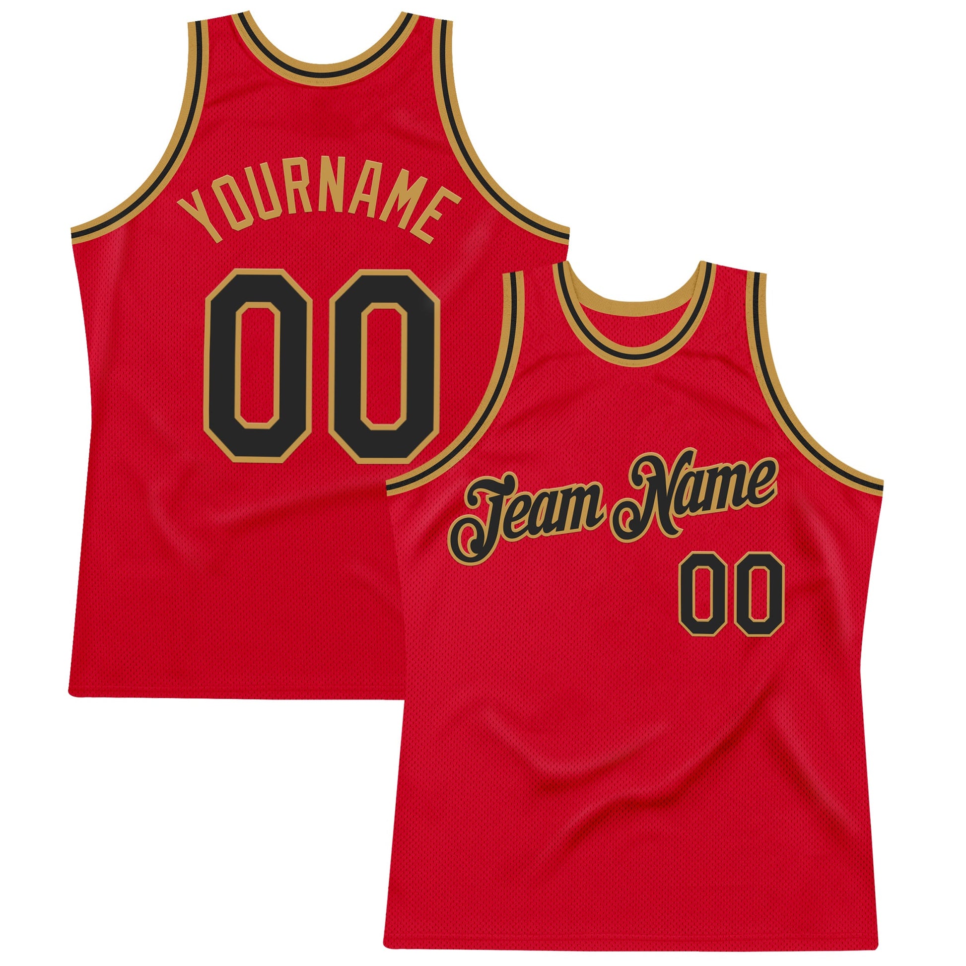 Custom Red Black-Old Gold Authentic Throwback Basketball Jersey - Sky-Custom