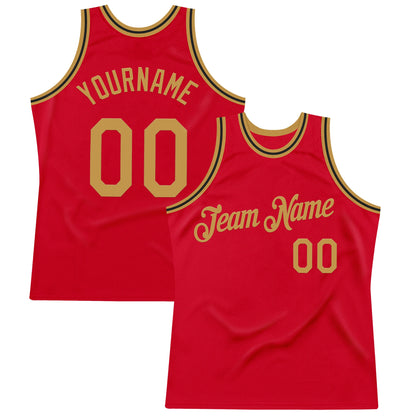 Custom Red Old Gold-Black Authentic Throwback Basketball Jersey - Sky-Custom