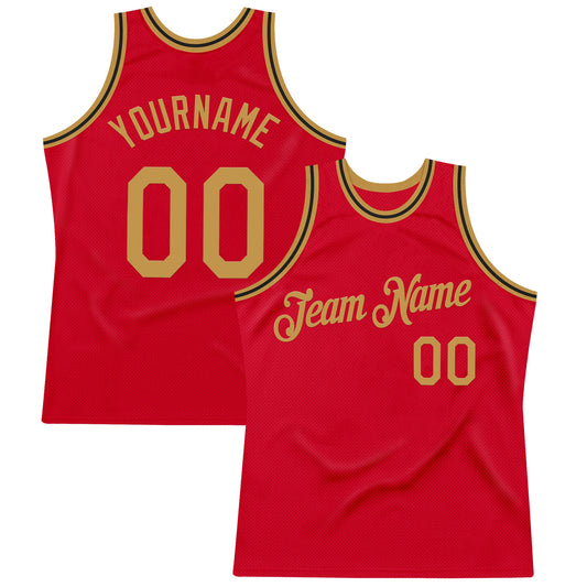 Custom Red Old Gold-Black Authentic Throwback Basketball Jersey - Sky-Custom