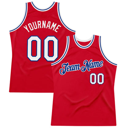 Custom Red White-Royal Authentic Throwback Basketball Jersey - Sky-Custom