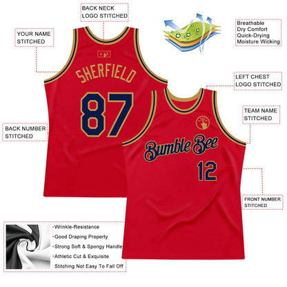 Custom Red Navy-Old Gold Authentic Throwback Basketball Jersey - Sky-Custom