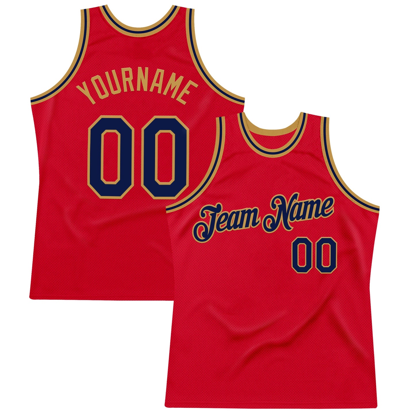 Custom Red Navy-Old Gold Authentic Throwback Basketball Jersey - Sky-Custom
