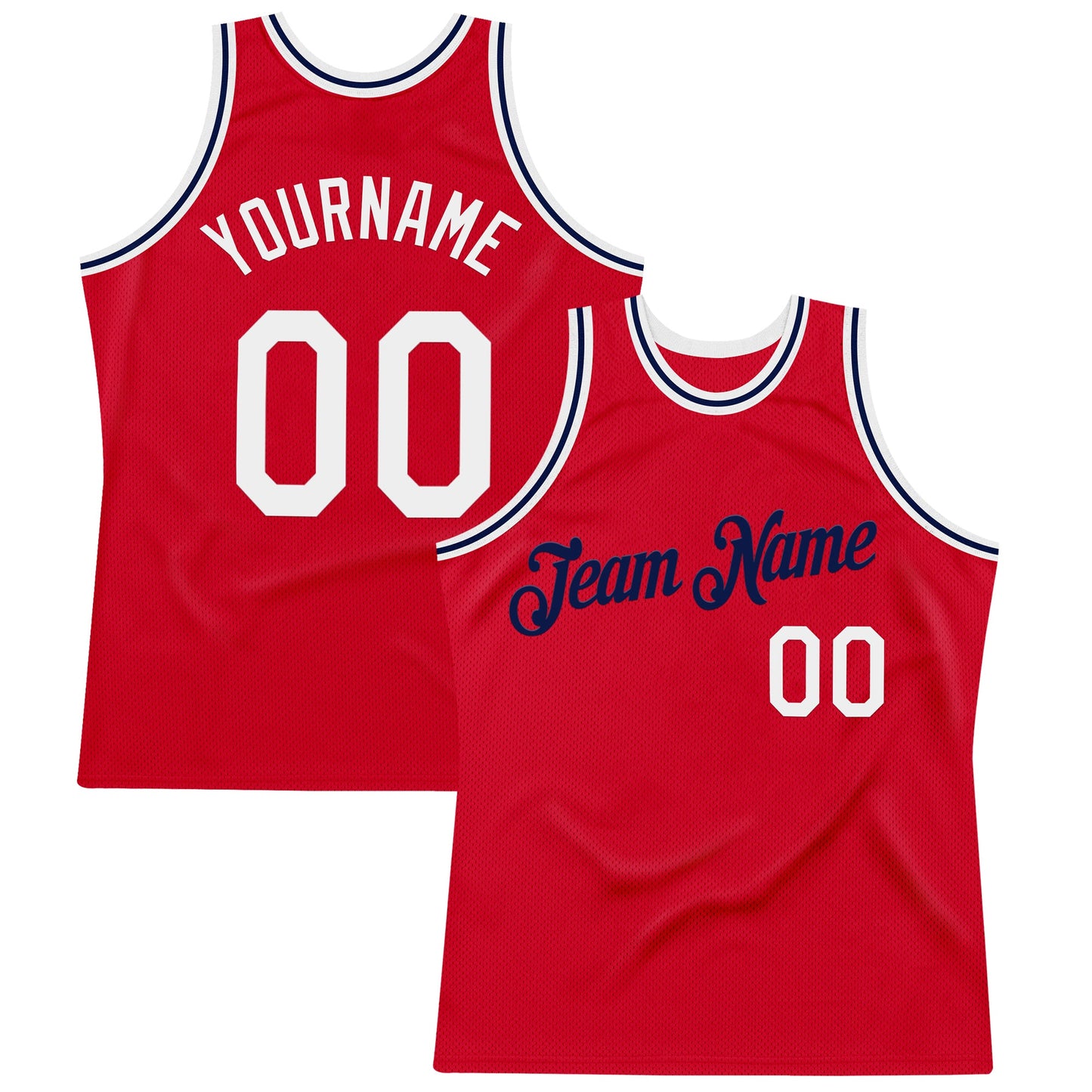 Custom Red White-Navy Authentic Throwback Basketball Jersey - Sky-Custom