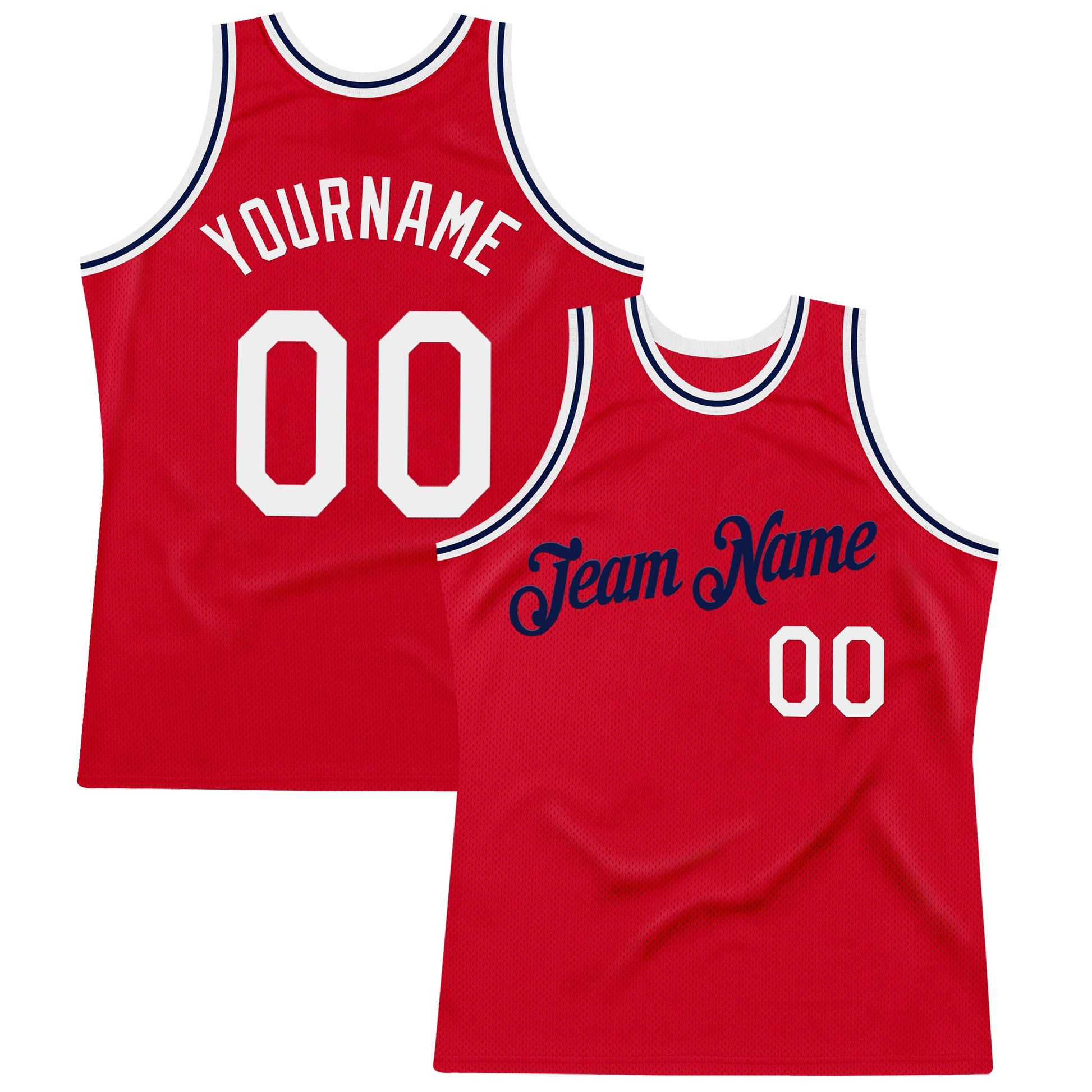 Custom Red White-Navy Authentic Throwback Basketball Jersey - Sky-Custom