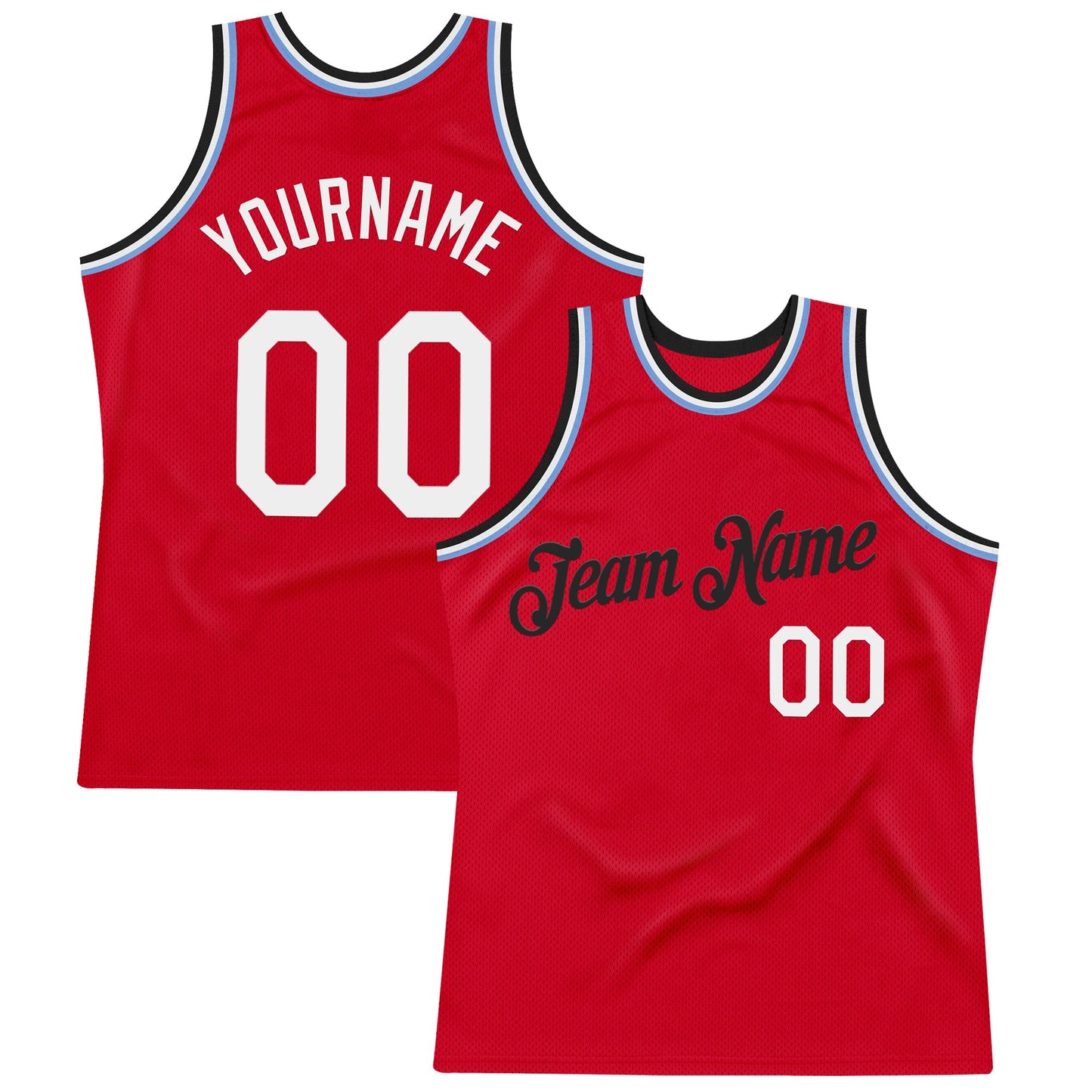 Custom Red Black-Light Blue Authentic Throwback Basketball Jersey - Sky-Custom