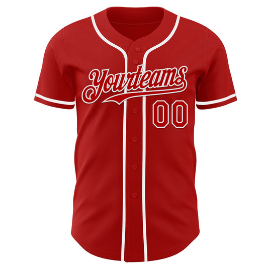Custom Red White Authentic Baseball Jersey - Sky-Custom