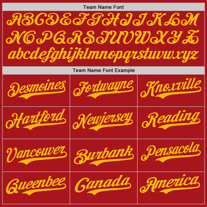 Custom Red Gold Authentic Baseball Jersey - Sky-Custom