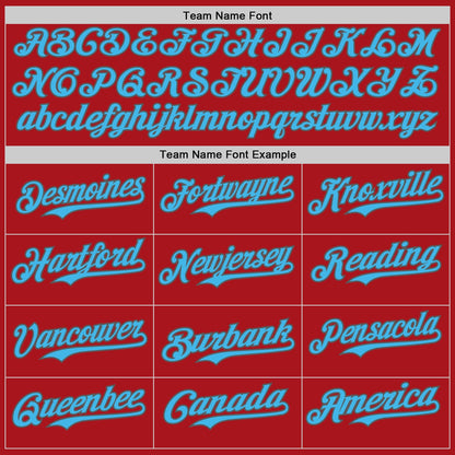 Custom Red Steel Gray Pinstripe Sky Blue Authentic Baseball Jersey - Sky-Custom