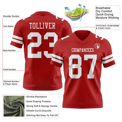 Custom Red White Mesh Authentic Football Jersey - Sky-Custom