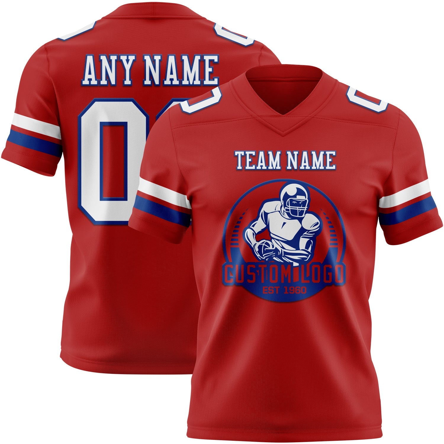 Custom Red White-Royal Mesh Authentic Football Jersey - Sky-Custom