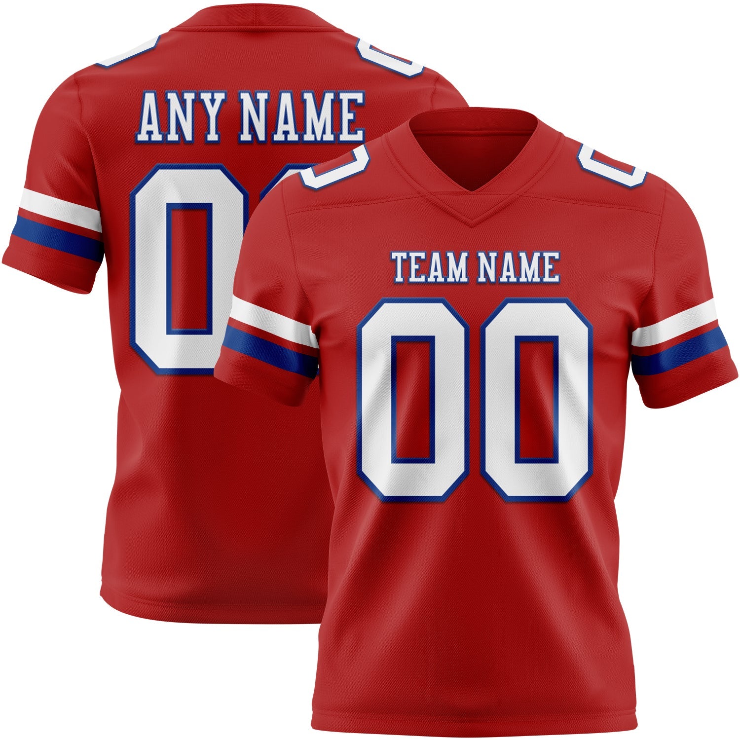 Custom Red White-Royal Mesh Authentic Football Jersey - Sky-Custom