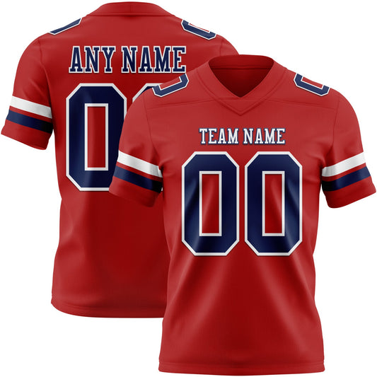 Custom Red Navy-White Mesh Authentic Football Jersey - Sky-Custom