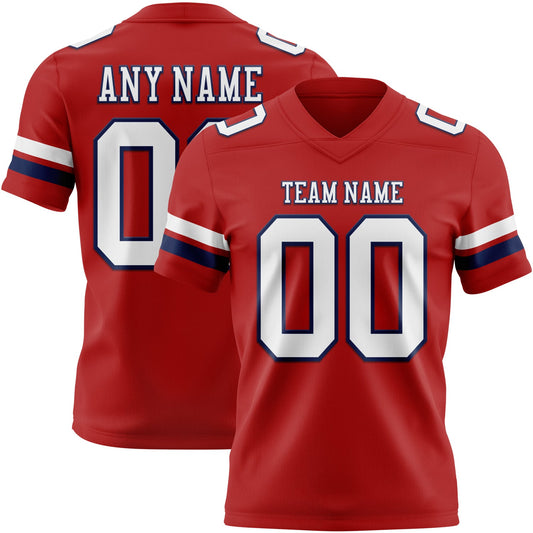 Custom Red White-Navy Mesh Authentic Football Jersey - Sky-Custom