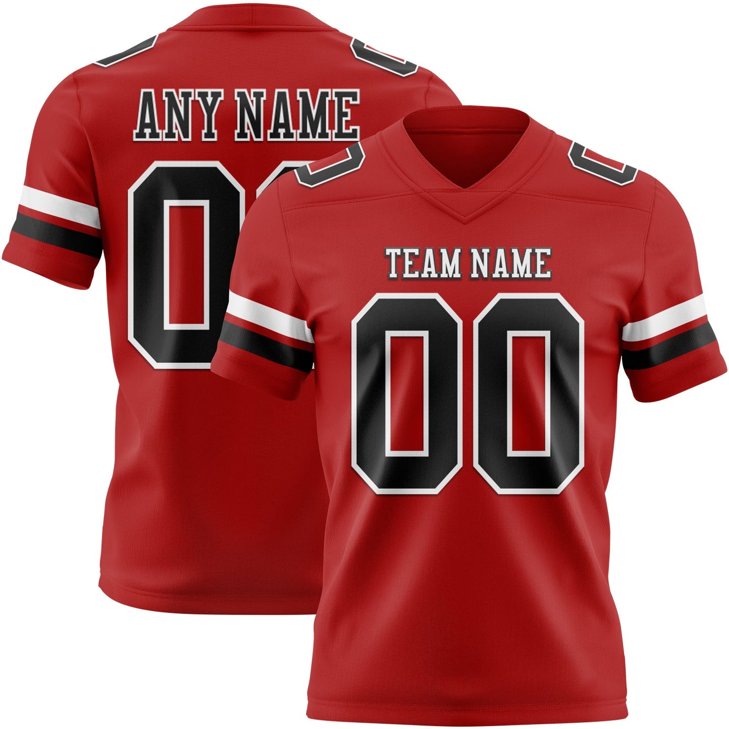 Custom Red Black-White Mesh Authentic Football Jersey - Sky-Custom