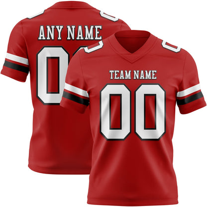 Custom Red White-Black Mesh Authentic Football Jersey - Sky-Custom