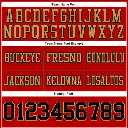 Custom Red Black-Old Gold Mesh Authentic Football Jersey - Sky-Custom