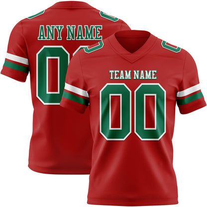 Custom Red Kelly Green-White Mesh Authentic Football Jersey - Sky-Custom