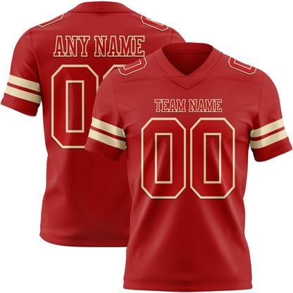 Custom Red Cream Mesh Authentic Football Jersey - Sky-Custom
