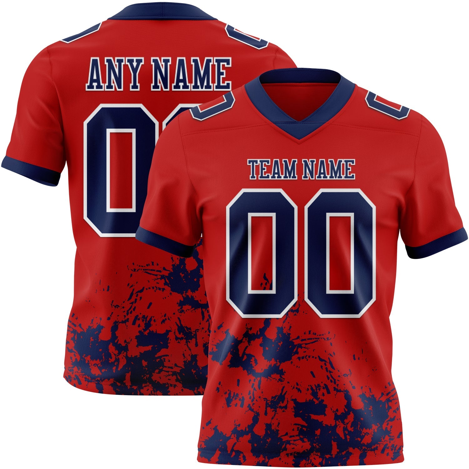 Custom Red Navy-White Splash Mesh Authentic Football Jersey - Sky-Custom