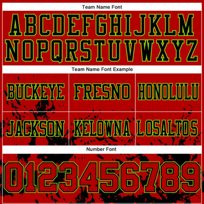 Custom Red Black-Neon Green Splash Mesh Authentic Football Jersey - Sky-Custom