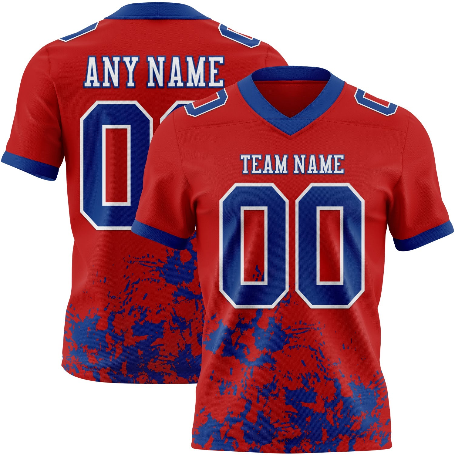 Custom Red Royal-White Splash Mesh Authentic Football Jersey - Sky-Custom
