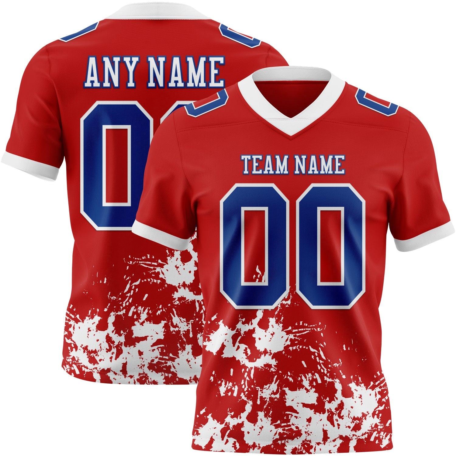 Custom Red Royal-White Splash Mesh Authentic Football Jersey - Sky-Custom