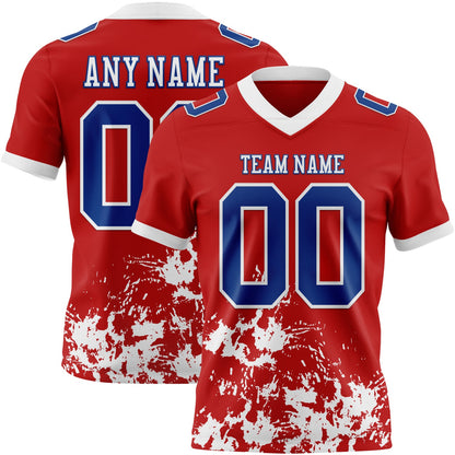 Custom Red Royal-White Splash Mesh Authentic Football Jersey - Sky-Custom