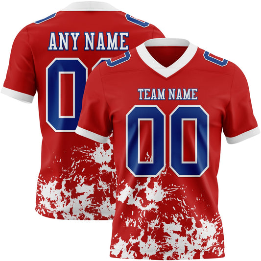 Custom Red Royal-White Splash Mesh Authentic Football Jersey - Sky-Custom
