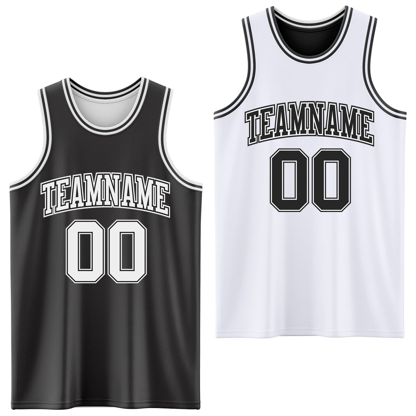 Custom Reversible Black White Double Side Sublimation Basketball Suit Jersey - Sky-Custom