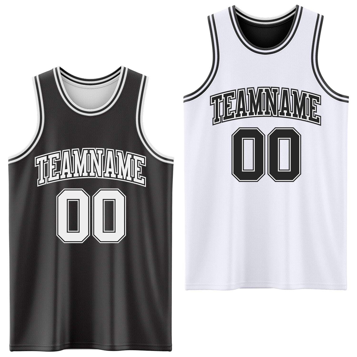 Custom Reversible Black White Double Side Sublimation Basketball Suit Jersey - Sky-Custom