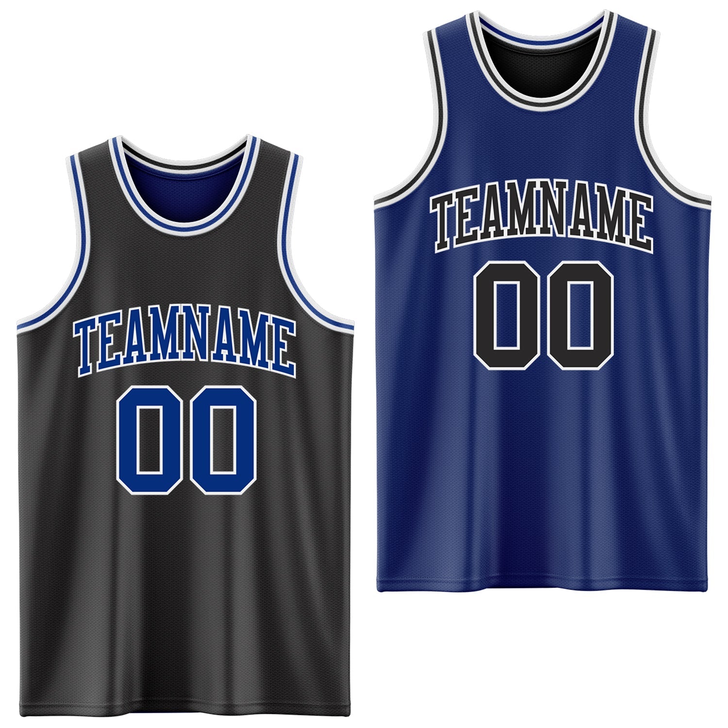 Custom Reversible Black Royal-White Double Side Sublimation Basketball Suit Jersey - Sky-Custom