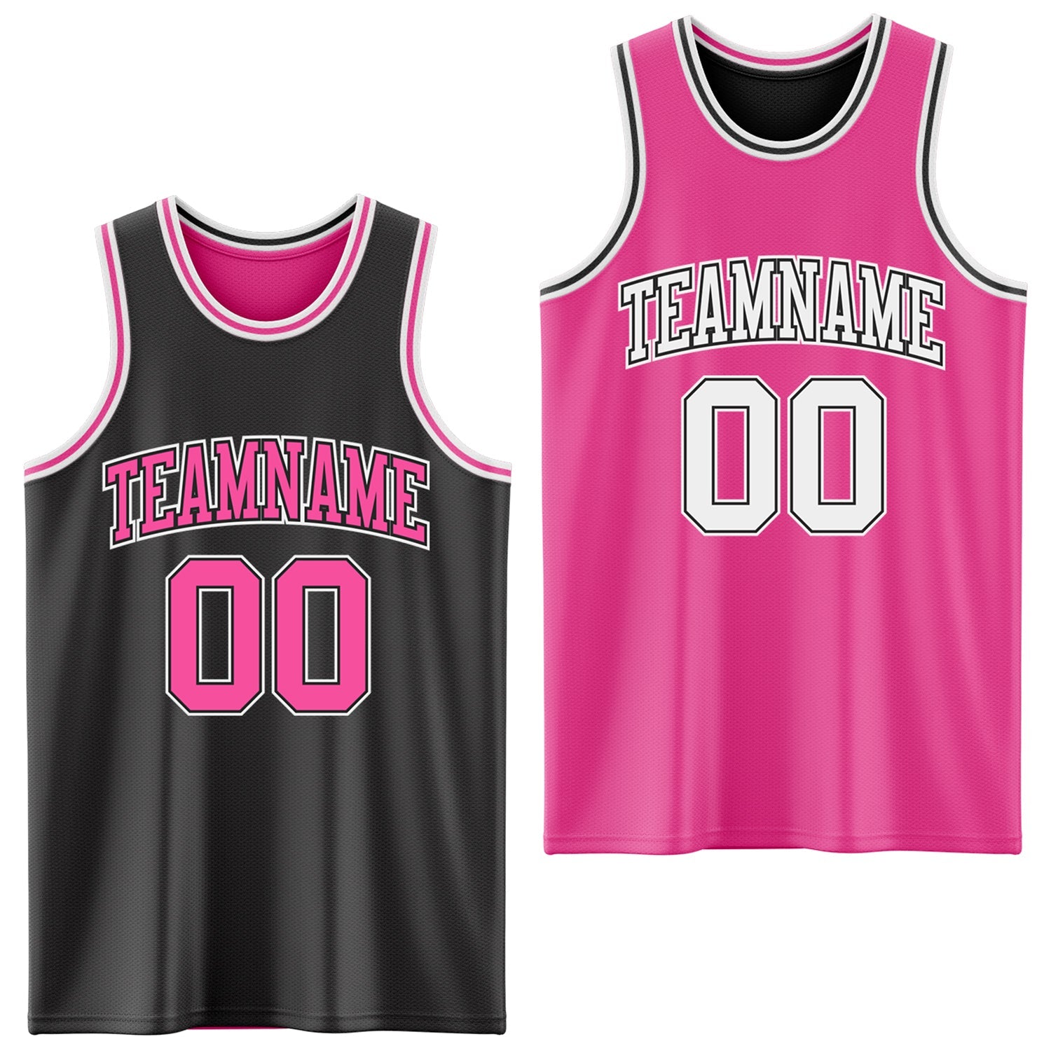 Custom Reversible Black Pink-White Double Side Sublimation Basketball Suit Jersey - Sky-Custom
