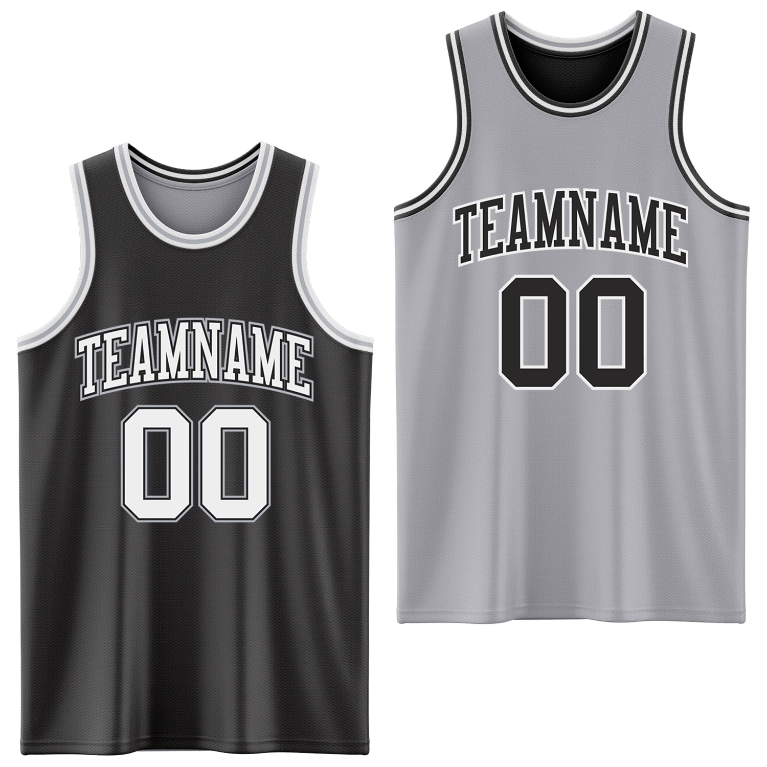 Custom Reversible Black White-Gray Double Side Sublimation Basketball Suit Jersey - Sky-Custom