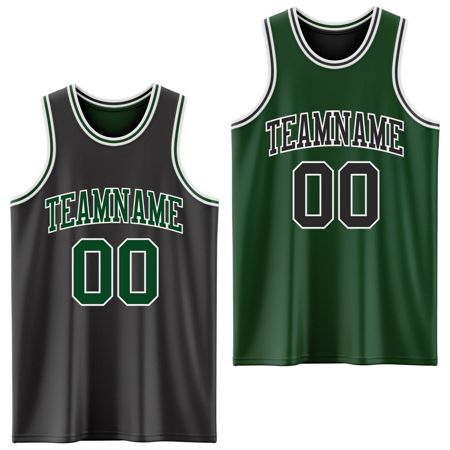 Custom Reversible Black Green-White Double Side Sublimation Basketball Suit Jersey - Sky-Custom