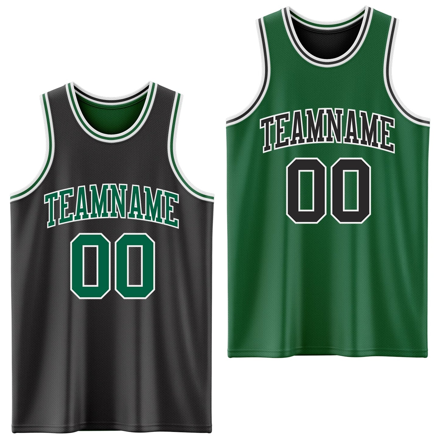 Custom Reversible Black Kelly Green-White Double Side Sublimation Basketball Suit Jersey - Sky-Custom