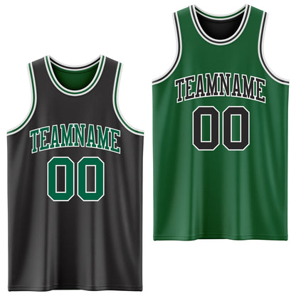 Custom Reversible Black Kelly Green-White Double Side Sublimation Basketball Suit Jersey - Sky-Custom