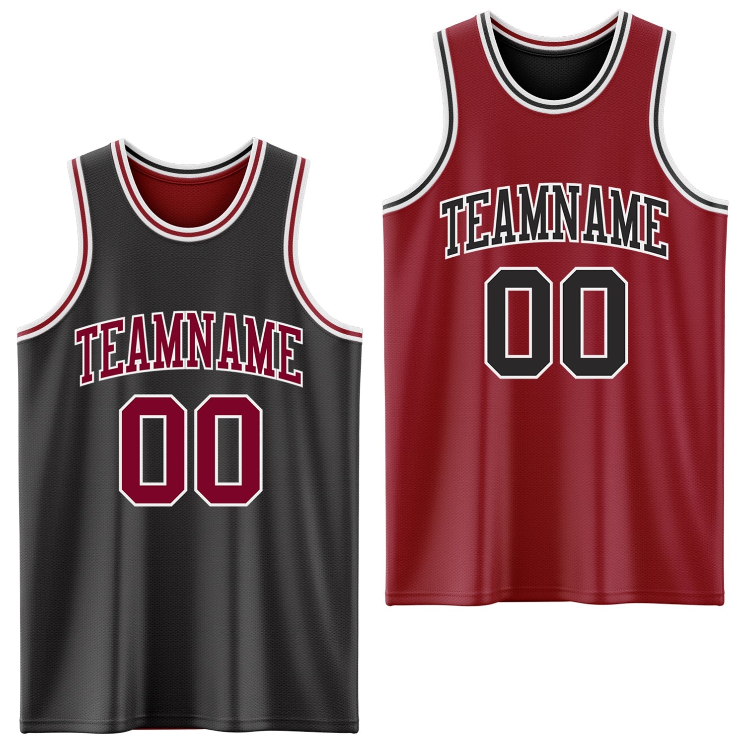 Custom Reversible Black Maroon-White Double Side Sublimation Basketball Suit Jersey - Sky-Custom