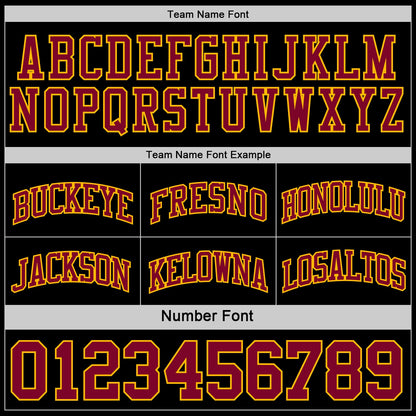 Custom Reversible Black Maroon-Gold Double Side Sublimation Basketball Suit Jersey - Sky-Custom
