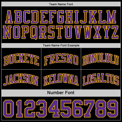 Custom Reversible Black Purple-Gold Double Side Sublimation Basketball Suit Jersey - Sky-Custom