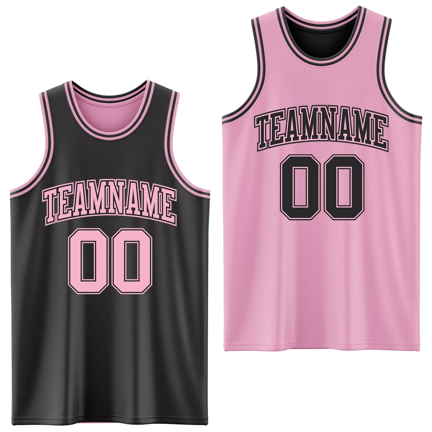 Custom Reversible Black Light Pink Double Side Sublimation Basketball Suit Jersey - Sky-Custom