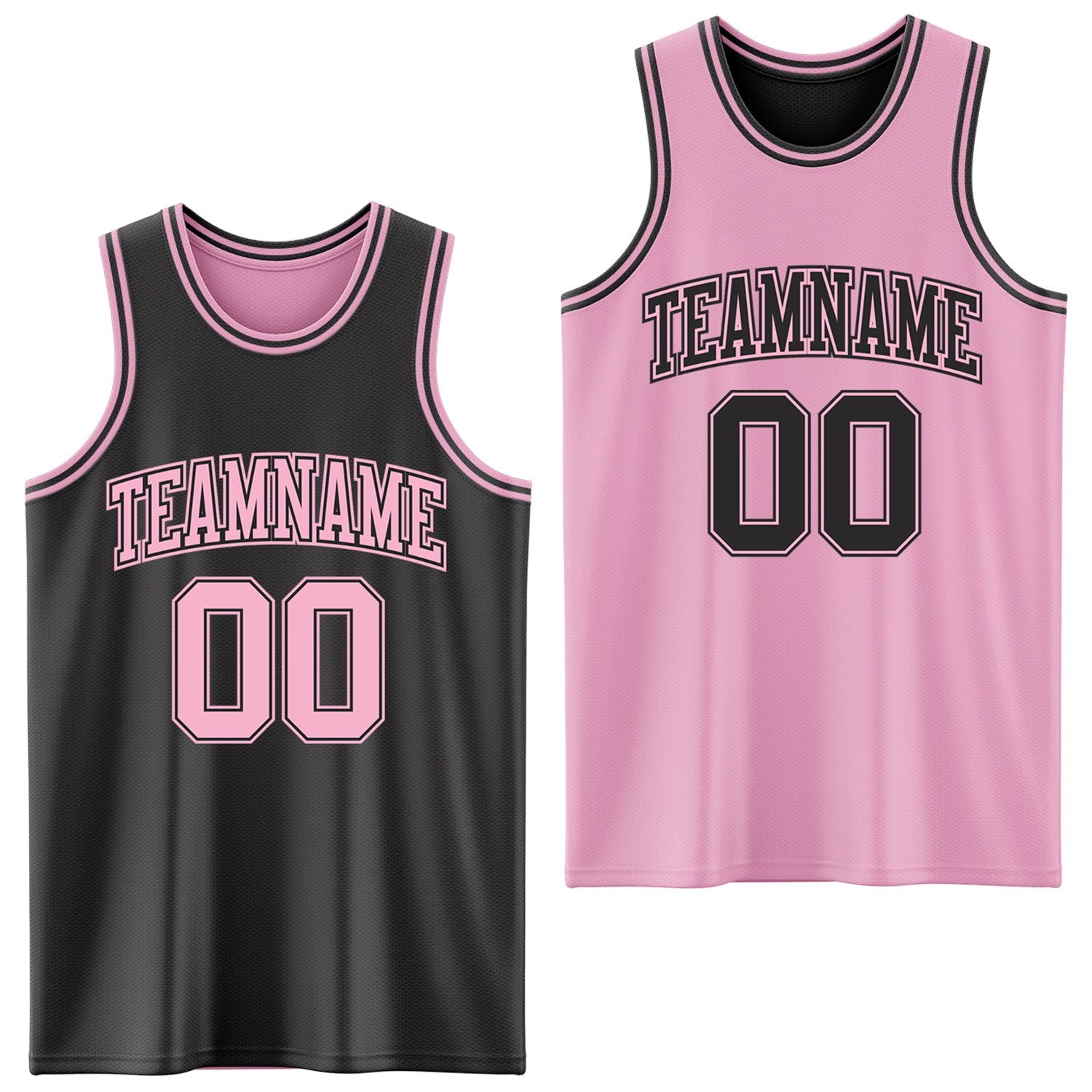 Custom Reversible Black Light Pink Double Side Sublimation Basketball Suit Jersey - Sky-Custom