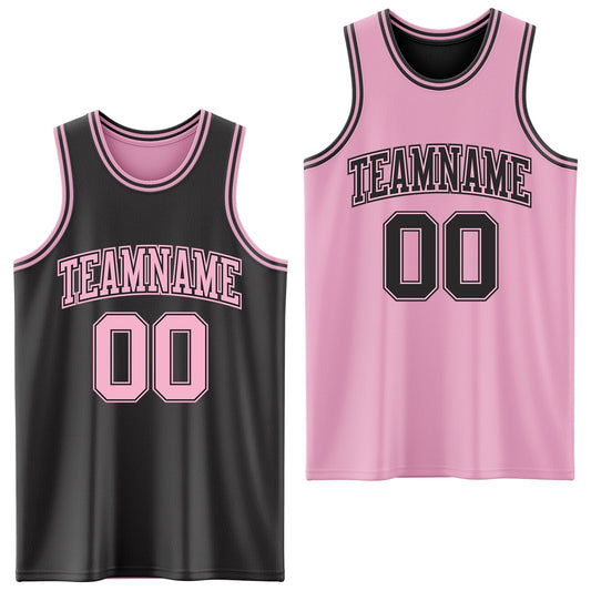 Custom Reversible Black Light Pink Double Side Sublimation Basketball Suit Jersey - Sky-Custom
