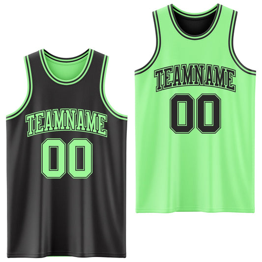 Custom Reversible Black Pea Green Double Side Sublimation Basketball Suit Jersey - Sky-Custom
