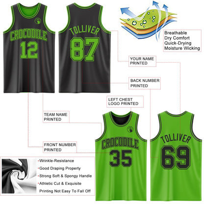 Custom Reversible Black Aurora Green Double Side Sublimation Basketball Suit Jersey - Sky-Custom