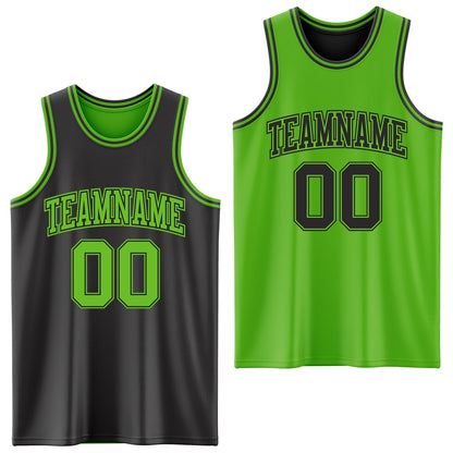 Custom Reversible Black Aurora Green Double Side Sublimation Basketball Suit Jersey - Sky-Custom