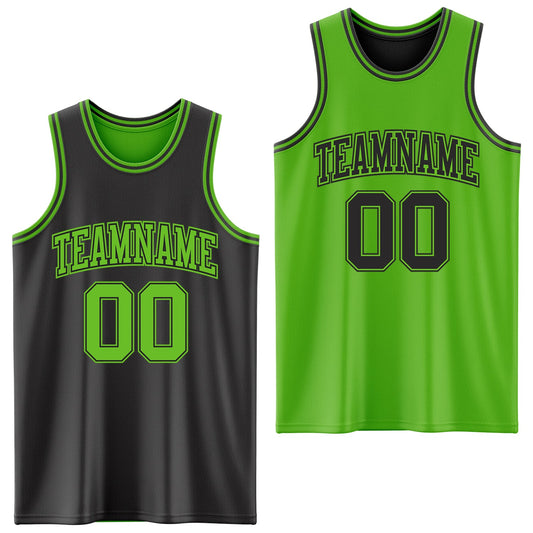 Custom Reversible Black Aurora Green Double Side Sublimation Basketball Suit Jersey - Sky-Custom
