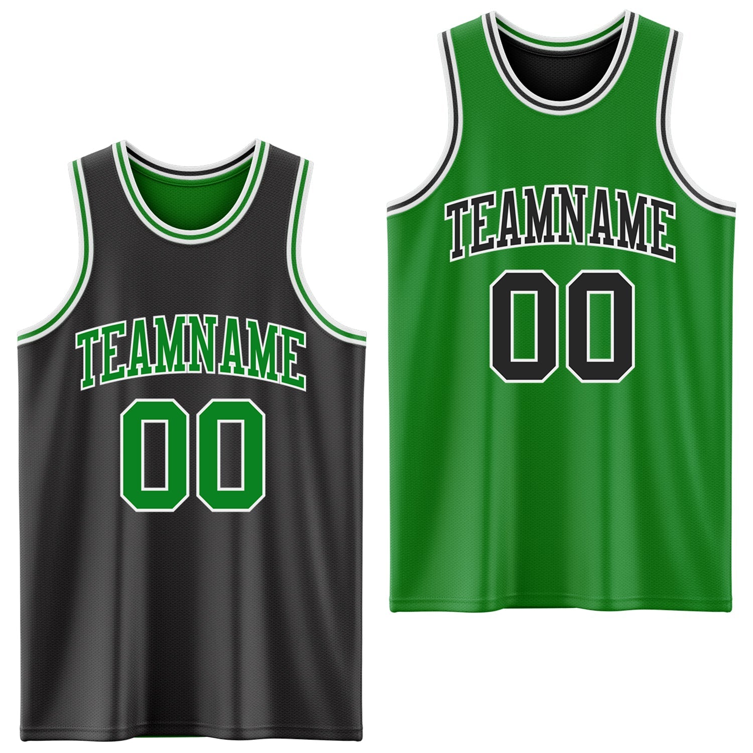 Custom Reversible Black Grass Green-White Double Side Sublimation Basketball Suit Jersey - Sky-Custom
