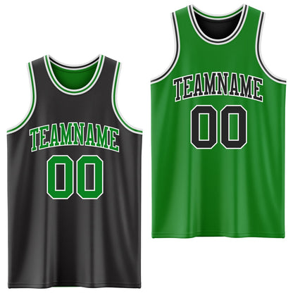 Custom Reversible Black Grass Green-White Double Side Sublimation Basketball Suit Jersey - Sky-Custom