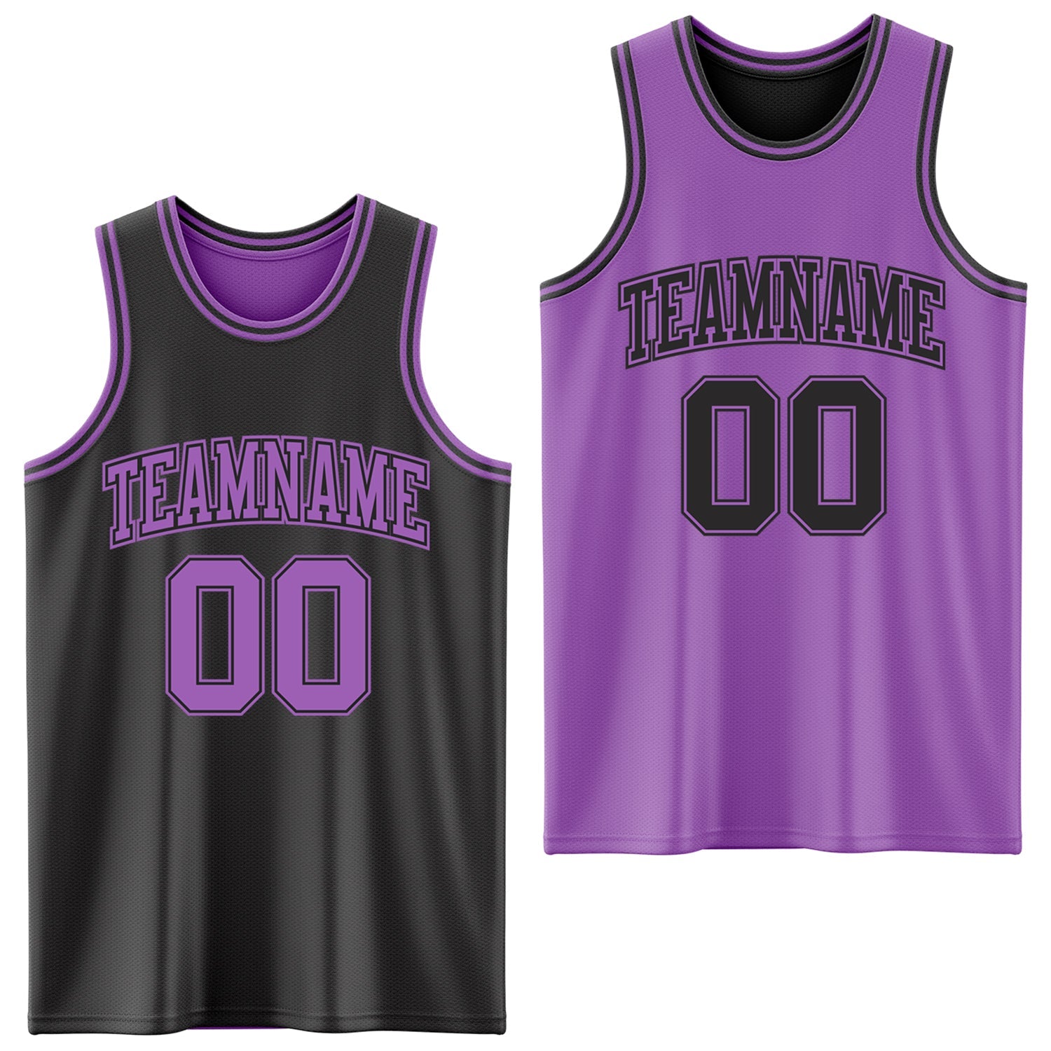 Custom Reversible Black Medium Purple Double Side Sublimation Basketball Suit Jersey - Sky-Custom