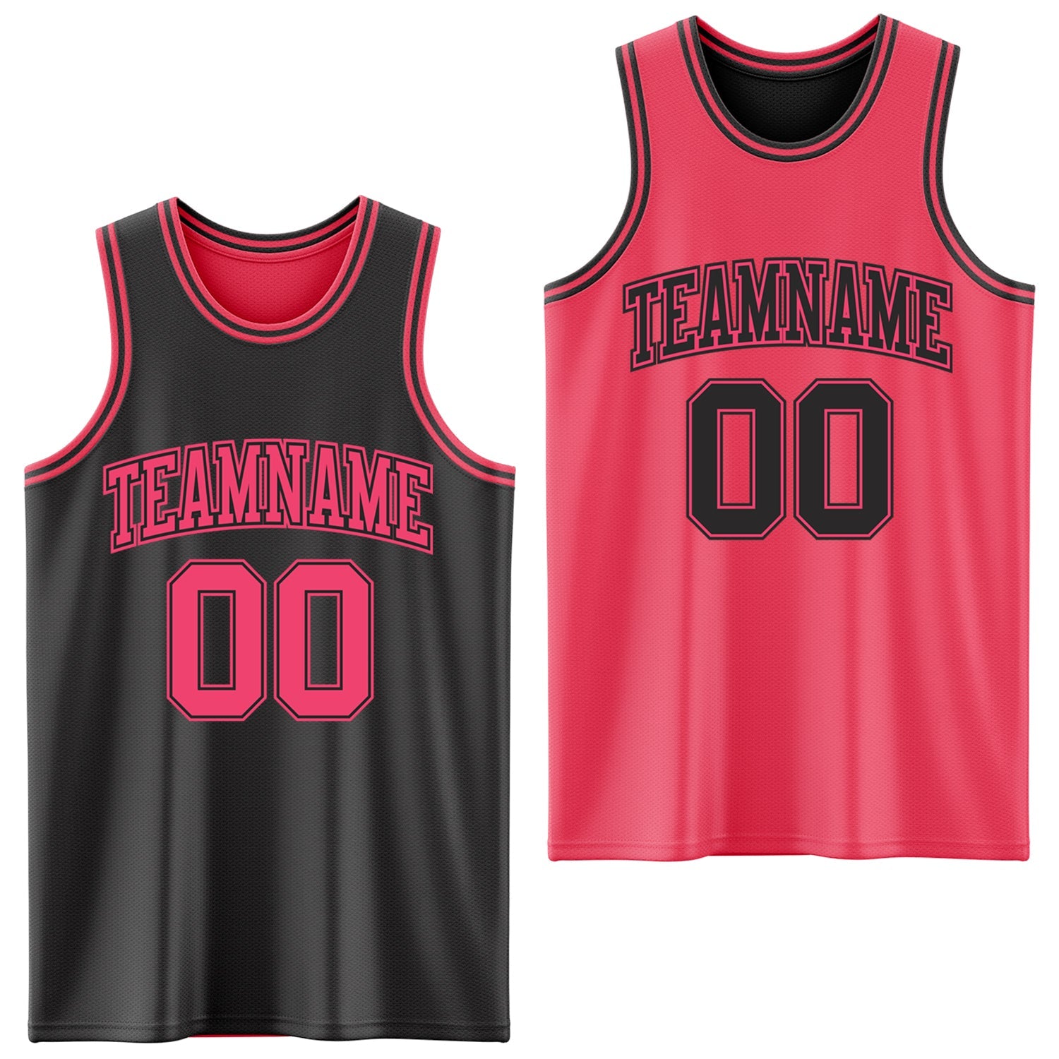 Custom Reversible Black Neon Pink Double Side Sublimation Basketball Suit Jersey - Sky-Custom